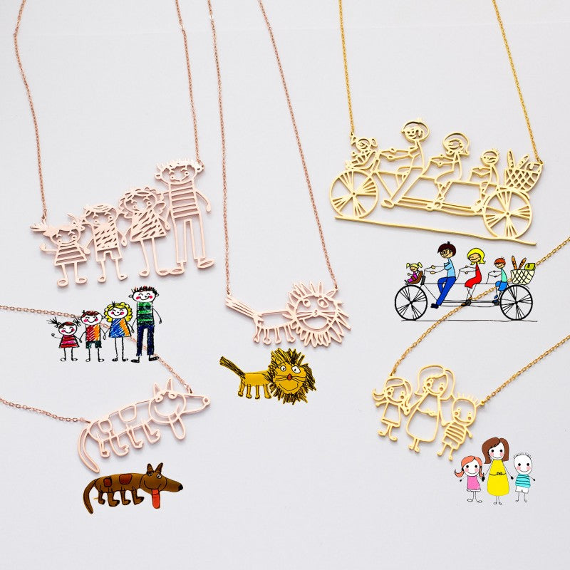 Gorgeous Personalised Kids Drawing Necklace