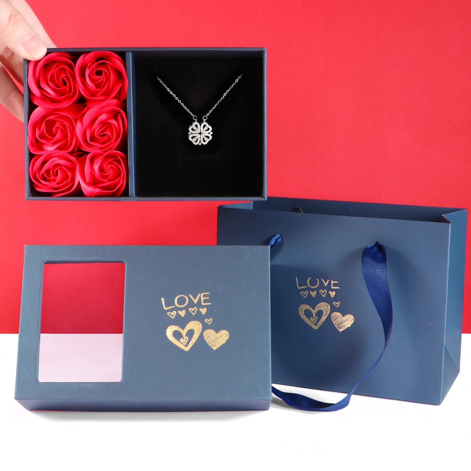 Gorgeous Clover Hearts Necklace - With Gift Box