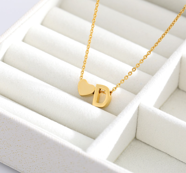 Gorgeous Initial Necklace With Heart