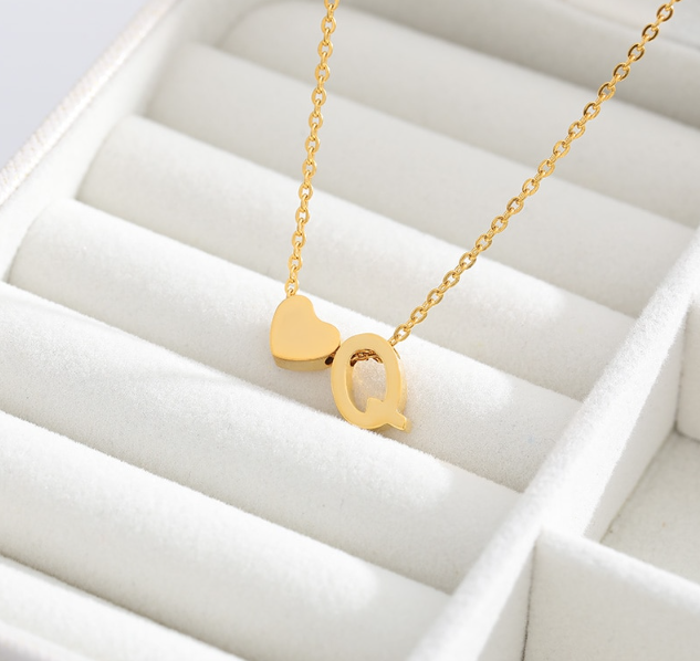 Gorgeous Initial Necklace With Heart