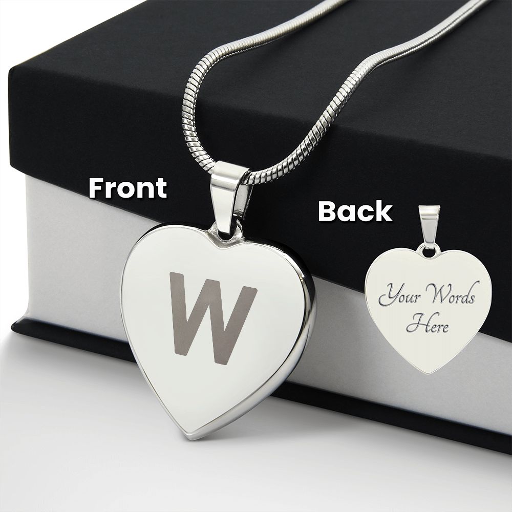 Luxury Engraved Initial Necklace: W