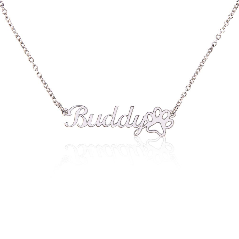 Luxury Personalized Paw Print Name Necklace