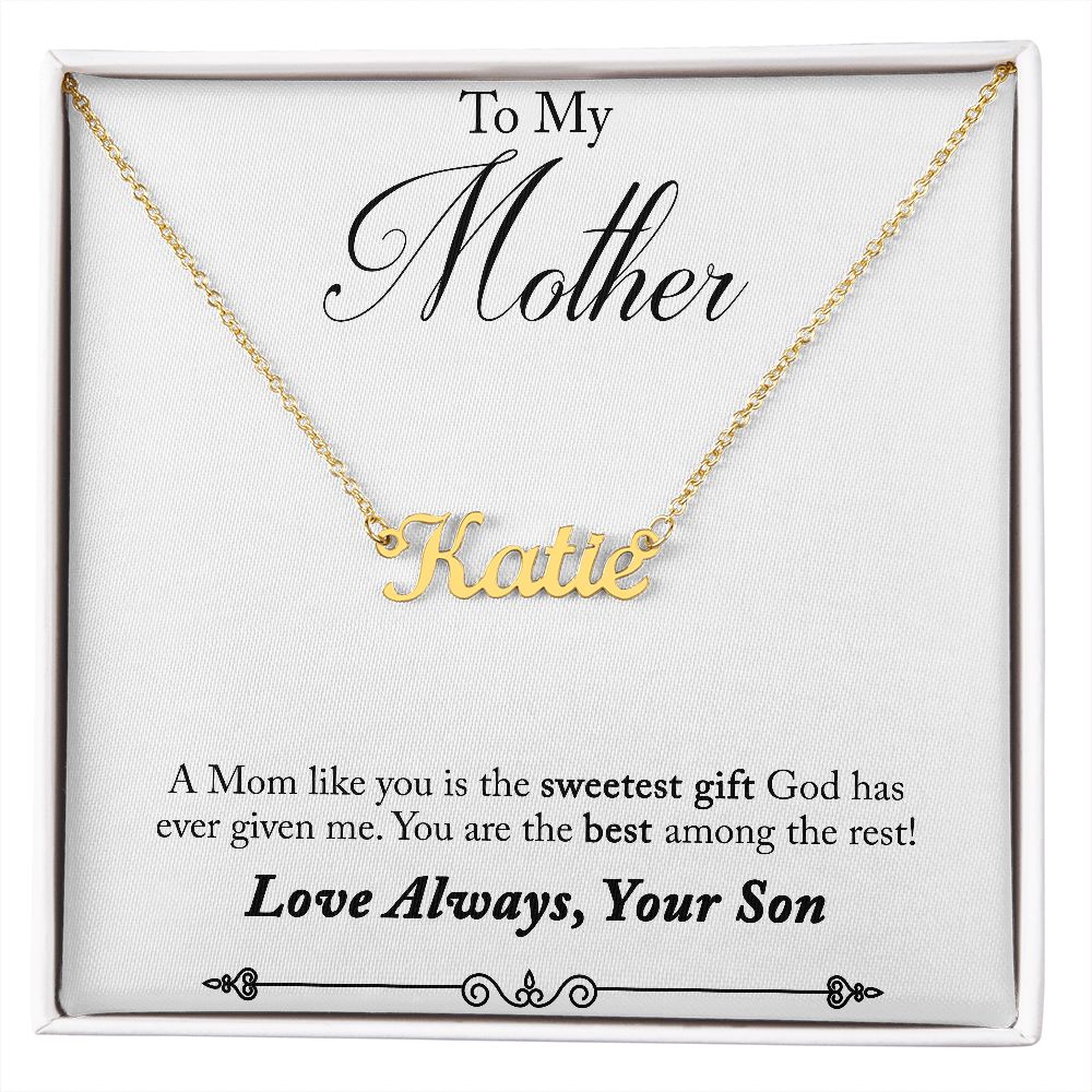 Luxury Name Necklace: To My Mother - From Son