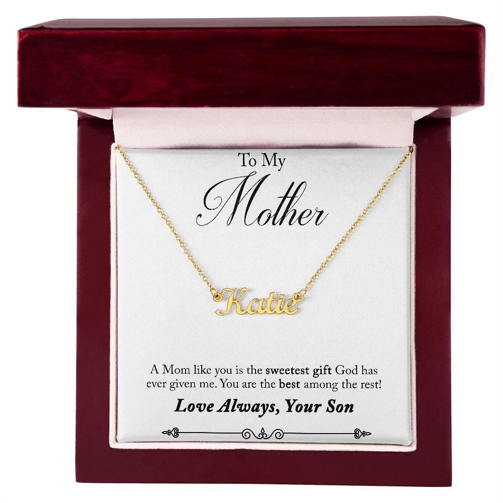 Luxury Name Necklace: To My Mother - From Son