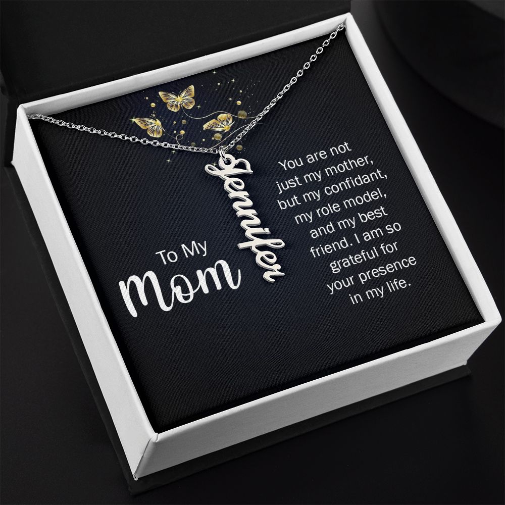 Luxury Vertical Name Necklace: To My Mom