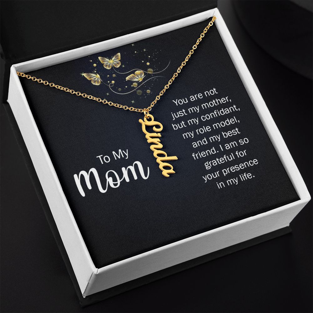 Luxury Vertical Name Necklace: To My Mom