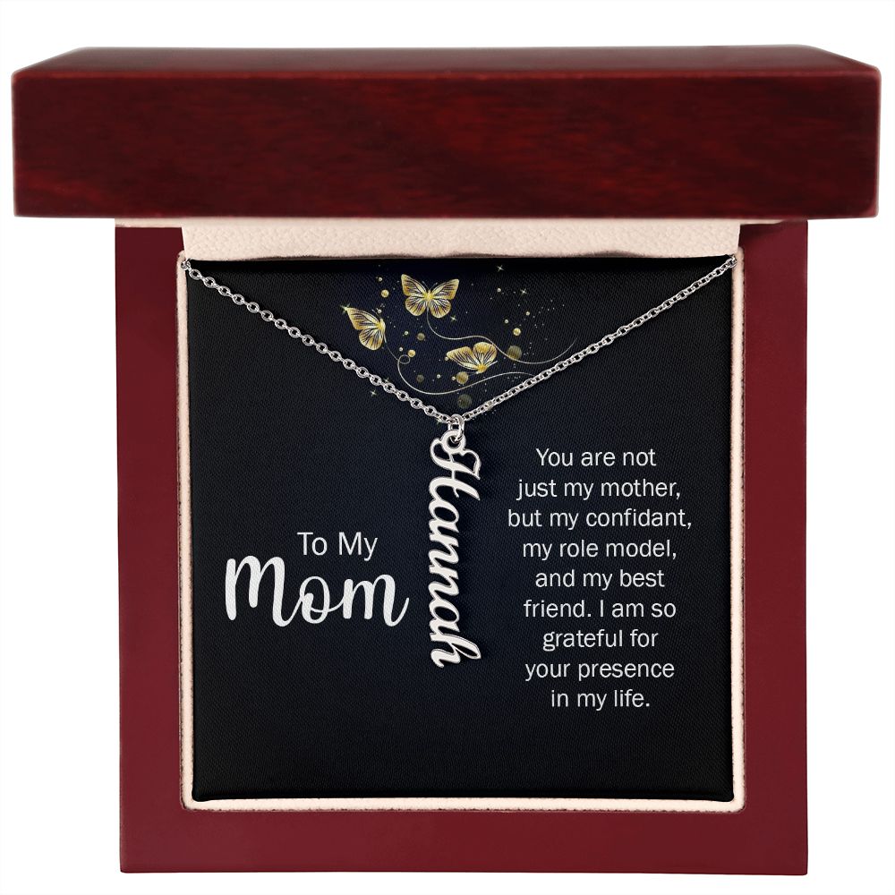 Luxury Vertical Name Necklace: To My Mom