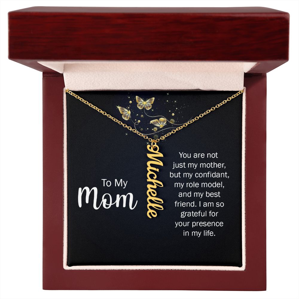 Luxury Vertical Name Necklace: To My Mom