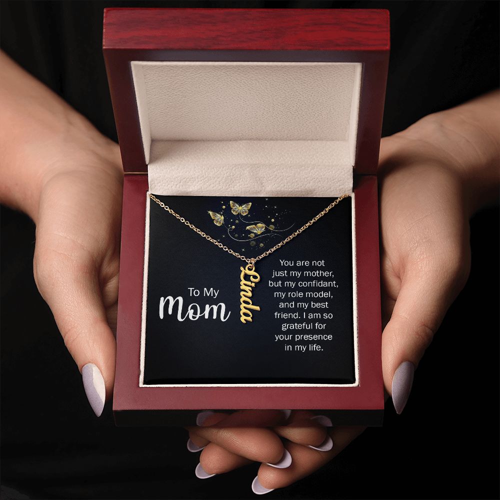 Luxury Vertical Name Necklace: To My Mom