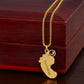 Mom to Be: Personalized Engraved Baby Feet Necklace With Birthstone